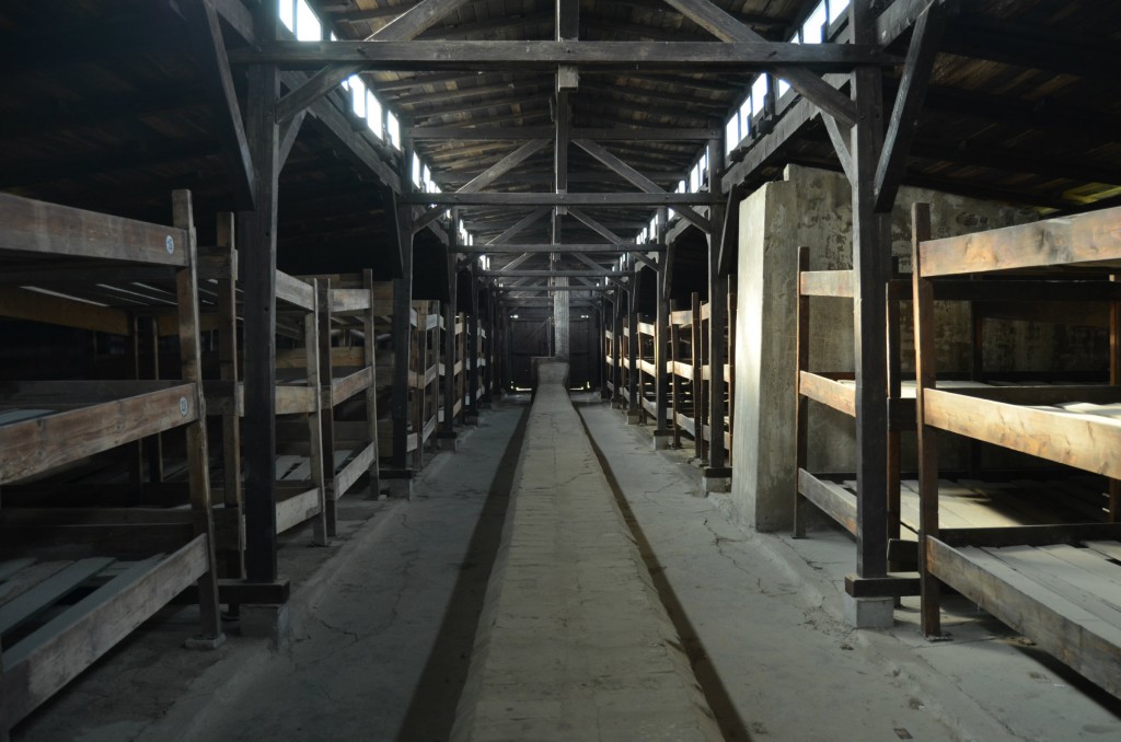 Restored prisoner barracks at Birkenau.