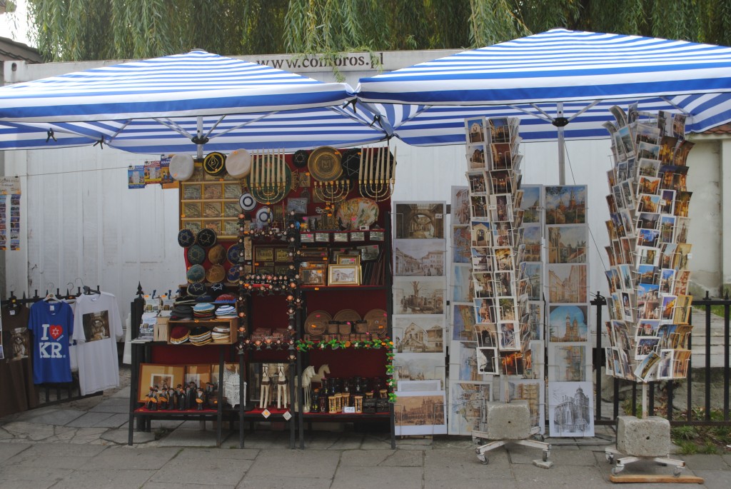 Kitschy souvenir stall in Kazimierz.