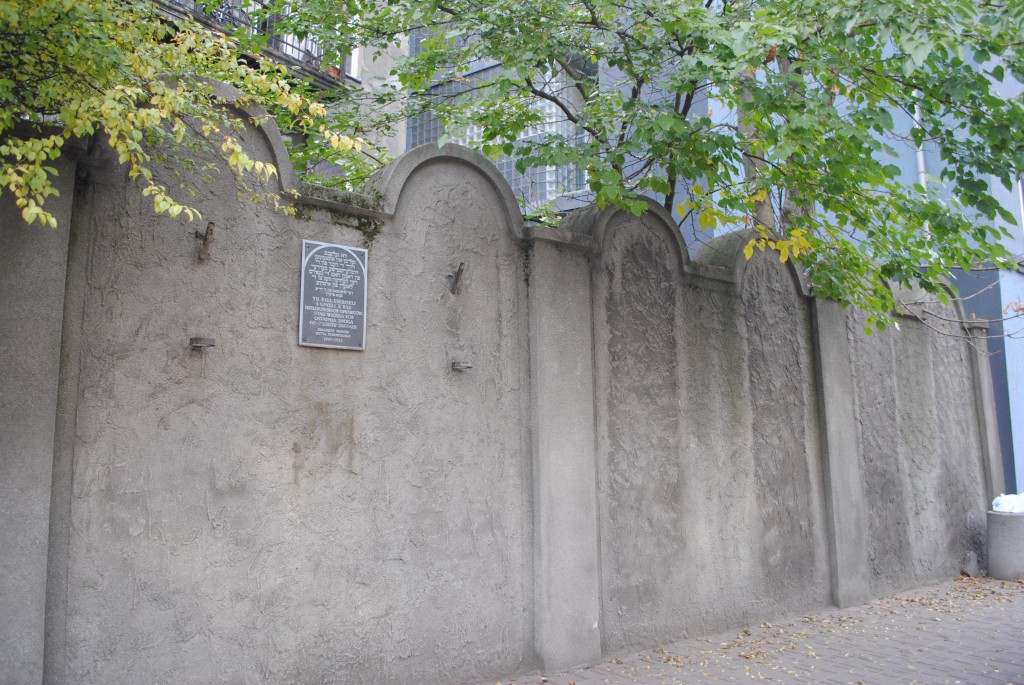 The walls of the Krakow ghetto look ominously like tombstones.