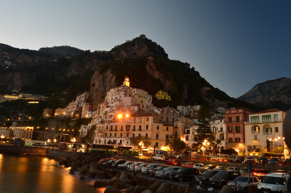 The lights of Amalfi in the evening.