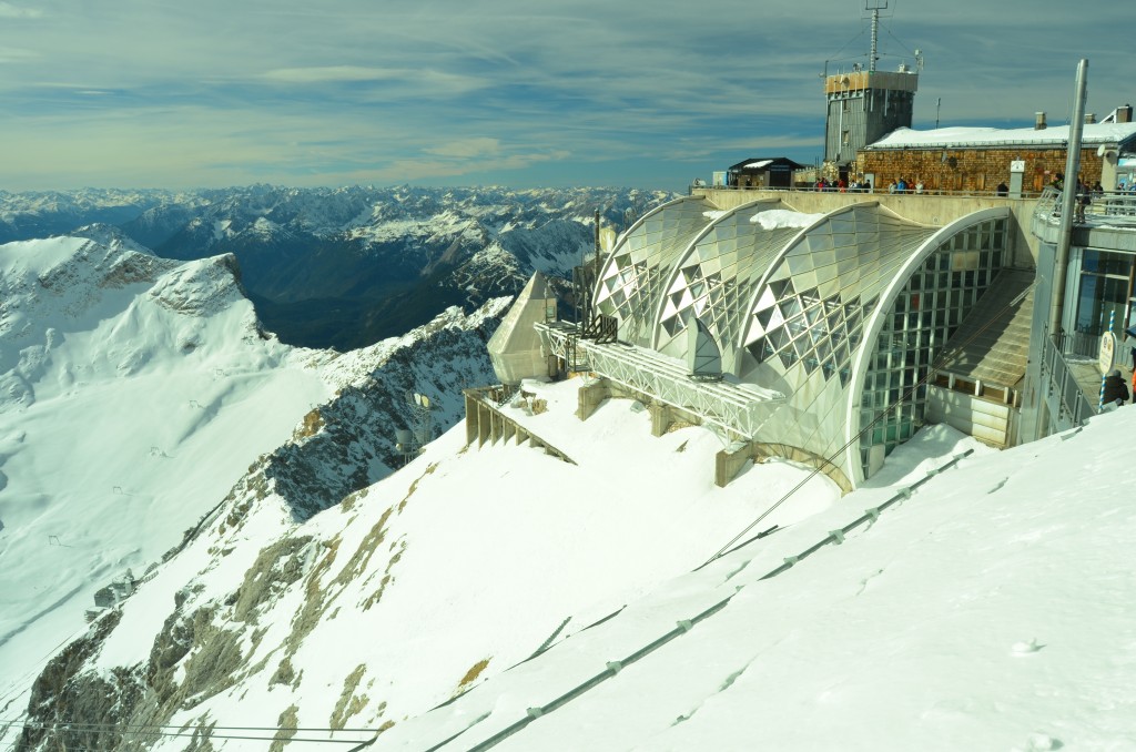 The restaurant at the summit, a common feature of the Alps.