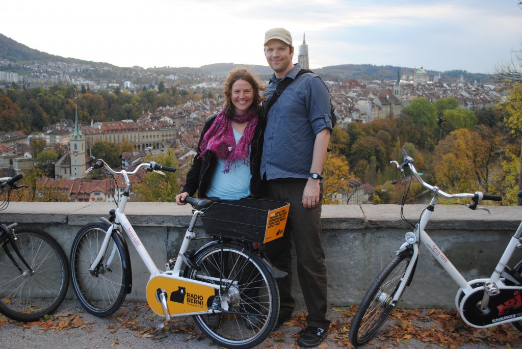 Free city bikes and the rose garden view of Bern.