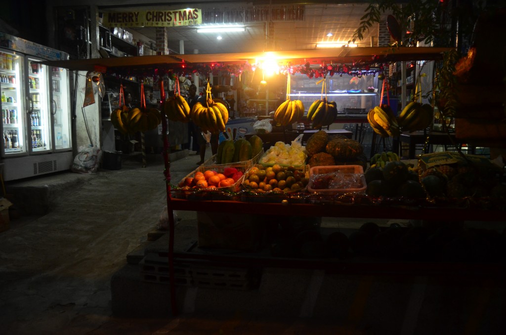 Fruit stall on Koh Tao--there were lots of stalls selling things like produce, meat, and pastries typical of other places in Thailand.