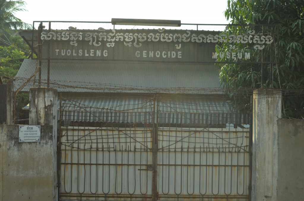 The gate outside the Tuol Sleng museum.