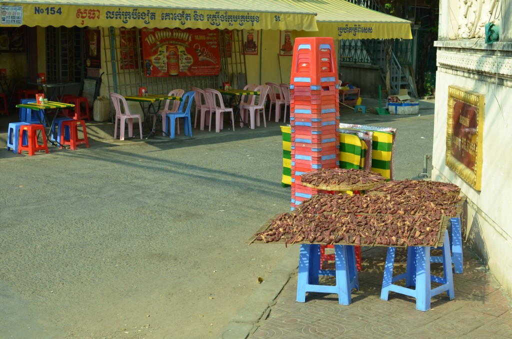 Drying meat out on the street.