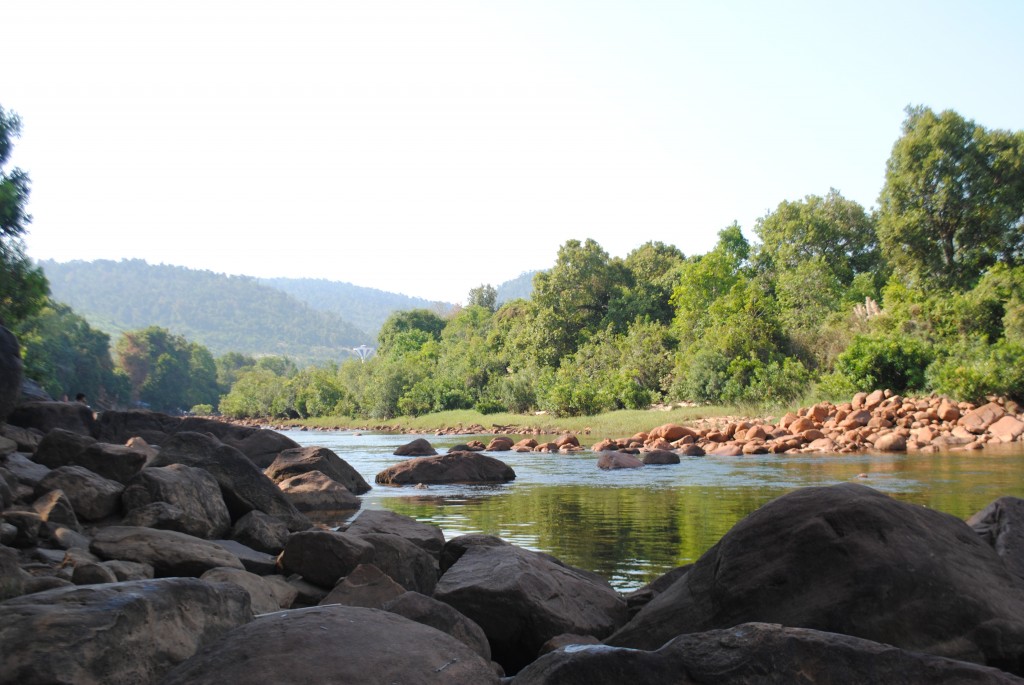 The swimming hole is located in a really pretty spot.