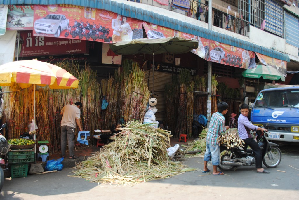 Sugarcane vendor on the corner.